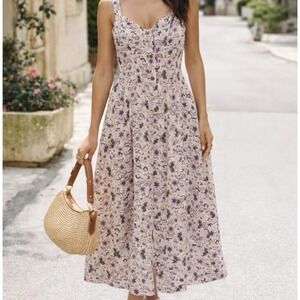 Z Supply X Evereve Floral Print Midi Dress Peasant Sundress Cottagecore Girlcore